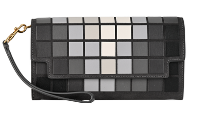 Anya Hindmarch Georgiana Giant Pixels Wristlet, &pound;90, Accessories, Grey, Leather, Front view